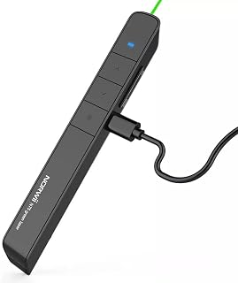 Norwii N75 Wireless 2.4G Rechargable 360 mAh Battery Green Laser Presenter Pointer Clicker with Page Up Dn Hyperlink Function for Windows iOS Not Compatible with LCD LED TV Screen (Black)