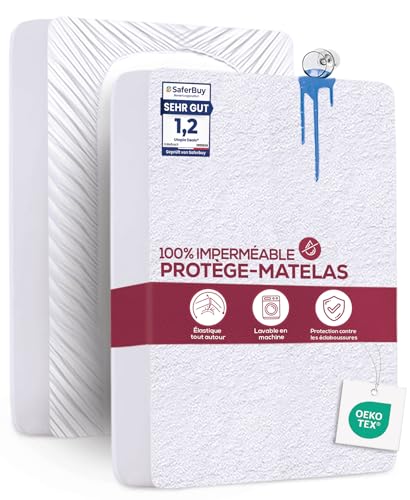 Utopia Bedding Protège Matelas 140 x 190 x 30 cm Imperméable, Certifié Oeko TEX, Alèse Drap Housse, Matelas Couvre, Respirant, Élastique Tout Autour Blanc