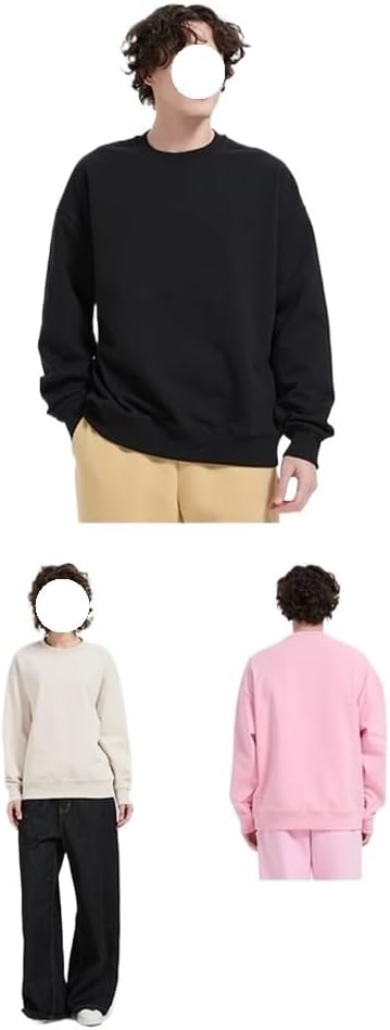 430g Heavyweight Round Neck Sweatshirt for Men and Women, Solid Color Cotton Pullover Shirt