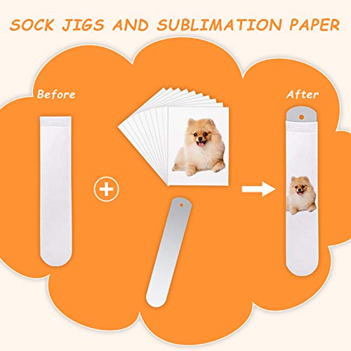 2 Pieces Metal Straight Sock Sublimation Jigs with 10 Sheets Heat Transfer Paper Sublimation Crew Sock Jig for Dye Sublimation Heat Press Socks Printing DIY Socks Accessory (17.83 x 3.35 Inches) by Hotop - Image 6
