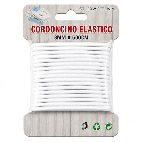 Cordoncino Elastico Multiuso 3mm x 500mt - Lega Piante, Elastici, Braccialetti, Mascherine - Nero o Bianco