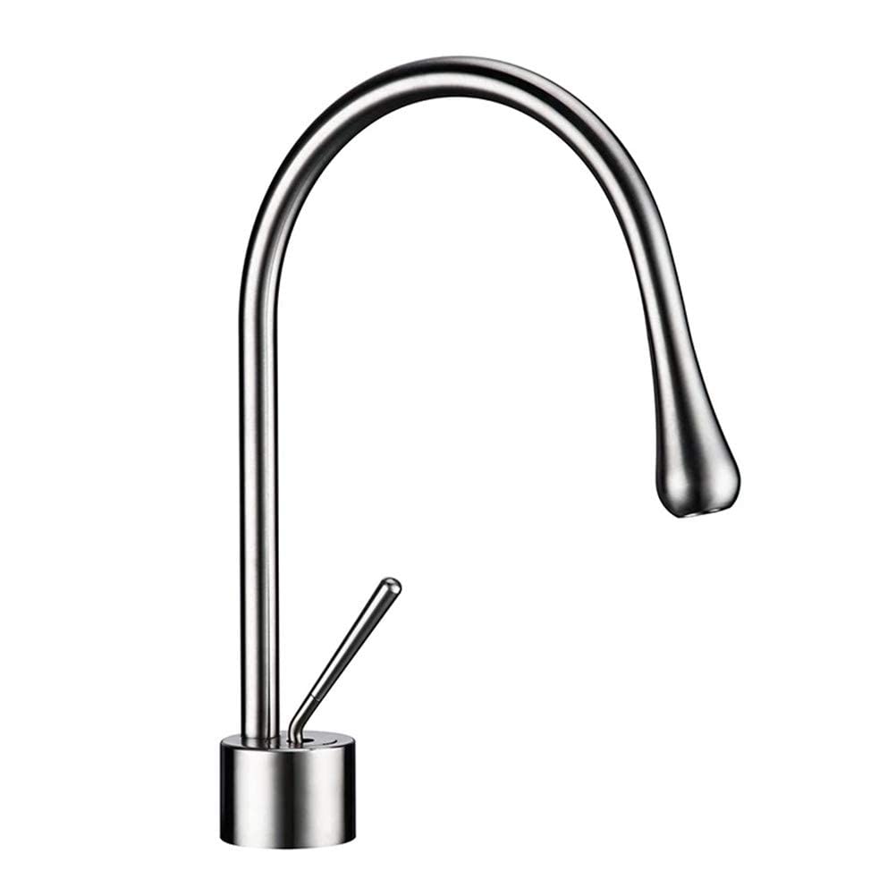 Robinet d'évier mitigeur salle de bain cuisine laiton eau chaude froide chrome brossé