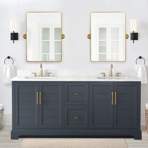Vanity Art 72 Inch Bathroom Vanity with Double Sink, Vintage Spruce Blue