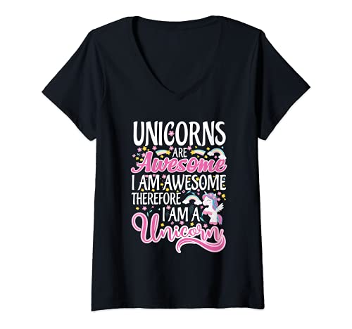 Mujer Unicorns Are Awesome I'm A Unicorn Funny Rainbow girl Gift Camiseta Cuello V