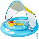 【Protección solar UPF 50+】 El anillo de nataciónp para bebe con parasol es perfecto para nadar bajo el sol y protege la delicada piel de tu bebé de los rayos UV. Fácil de instalar, 5 ganchos en total, puedes usar 3 o 4 o 5 de ellos, ajuste libremente la longitud de la correa trasera del flotador bebés, logre fácilmente diferentes ángulos de sombra de 0° a 120°. Fácil de desmontar y plegar cuando no necesite usar el toldo.