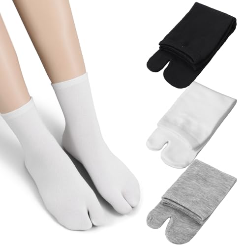 Matwsec 3 Pairs Tabi Socks Split Toe Socks Japanese Tabi Flip Flops Sandal Socks Cotton Blend Mens Womens Sock Japanese Toes Separated Sock