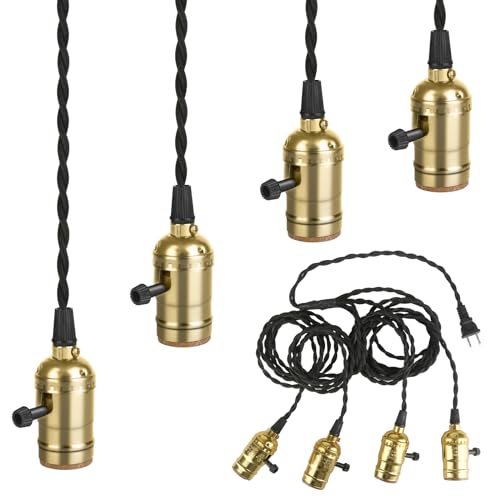 Vintage Plug-in Pendant Light Kit with 1-to-4 Hanging E26/E27 Sockets,