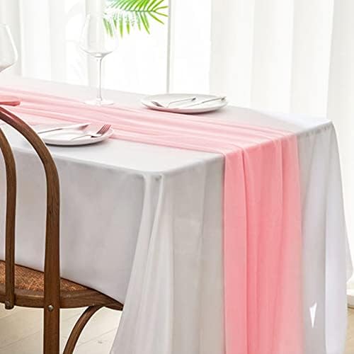 Chiffon Table Runner Sheer Wedding Runner Romantic for Shower Party Decorations Sky 28×120 inch/70×300cm Pink