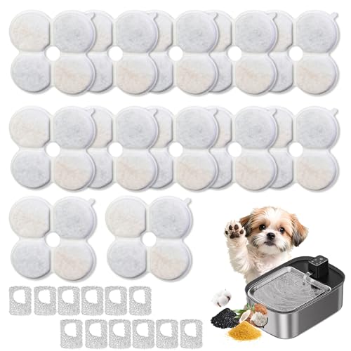 12+12 Pack Dog Water Fountain Filters Compatible with Chumajor Wireless 7.5L/254oz/2Gal Dog Water Fountain, Multi-Layer Filtration for Large Dog Water Bowl Dispenser, Includes 12 Filters & 12 Sponges