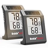 2.2'' Digital Thermometer and Hygrometer Meter, Solar-Powered Indoor Temperature Sensor Humidity Monitor, Humidity Gauge for Baby Rooms, Bedrooms, Home, Office, and Wine Cellars, Black, 2Pack