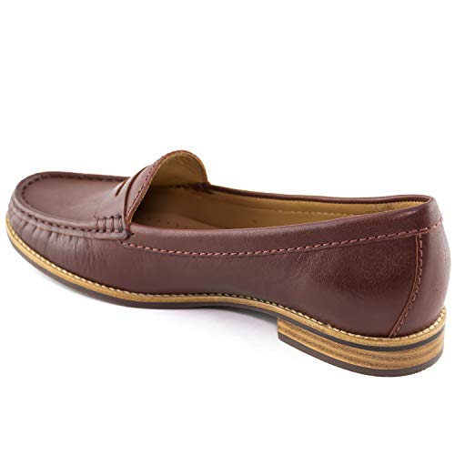Image of Womens Casual Genuine Leather Comfortable Lightweight Driving Moaccasins Classic Fashion Penny Slip On Ladies Driving Loafer Flat Shoes