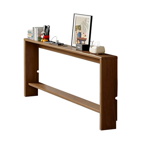Zynivol Mesa de Consola Estrecha para Detrás del Sofa, Aparador Entrada recibidor, Orificios pretaladrados para la gestión de Cables, Salón Pasillo Recibidor, Marrón-A, 150×15×69cm