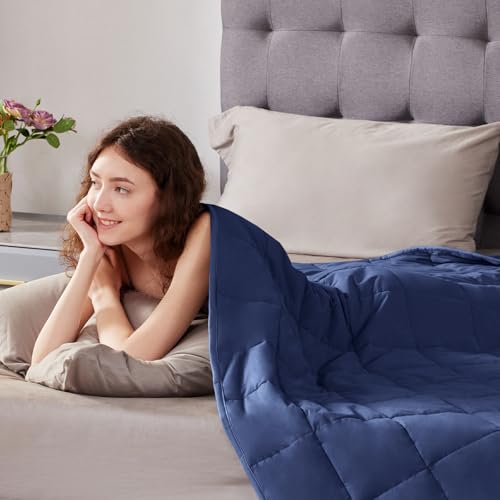 Image of Weighted Blanket Queen /King Size (80 inchx87 inch 20lbs),Ultra Soft and Cozy Cooling Weighted Blanket for Adult,Heavy Blanket with Machine Washable Soft Blanket, Blue