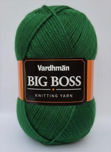 Image of Vardhman BigBoss Knitting Yarn - 200g Ball, 575m, 84% Acrylic + 16% Nylon, 3-Ply DK Weight, Soft & Durable Wool for Knitting, Craft, babywear, blanket, winter wear; threads for crochet hook needle - Boss-23 - Dark Green