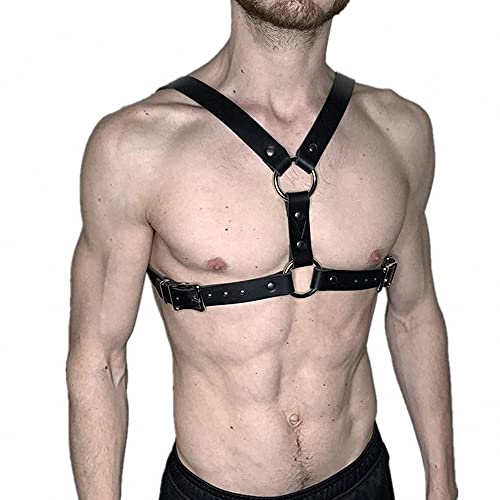 Goobester Men's Harness Tops Sword Belt Leather PU Body Bondage Clothing Strap Adjustable