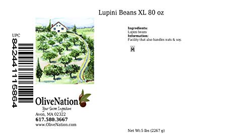 OLIVENATION Extra Large Dry Lupini Beans for Mediterranian Flavor - High Protein, Non-GMO, Gluten Free, Kosher, Vegan - 