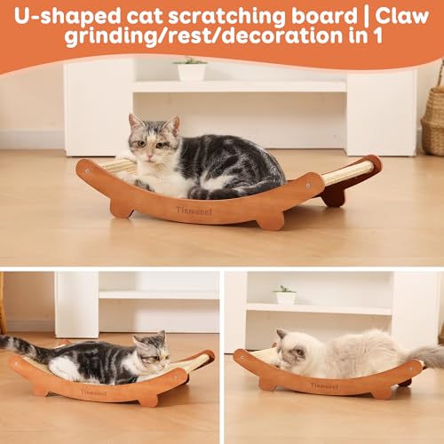 Rascador para gatos con hamaca de madera de haya y sisal miniatura 6