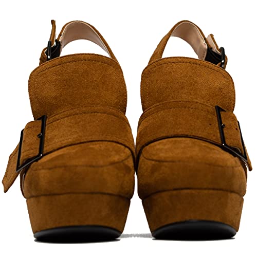 Image of SHODENSE Women Vintage Platform Chunky High Heels Pumps Shoes Round Closed Toe Platform Loafers Ankle Strap Block Heel Slingback Summer Sandals Backless Buckle Loafer Ladies Chic Sexy Party 4-11 M US