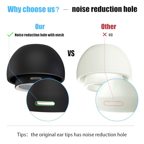 Image of 3 Pairs Replacement Ear Tips for AirPods Pro 1st & 2nd Generation with Noise Reduction Hole, Silicone Ear Tips for AirPods Pro with Portable Storage Box and Fits in Charging Case (Medium, Black)
