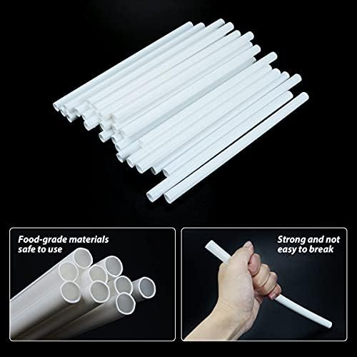 30 Pcs Cake Dowel Rods, 9.5 Inches White Plastic Cake Support Rods, Thicken Cake Round Dowels Straws with 0.4 Inch Diameter for Tiered Cake Construction and Stacking Supporting