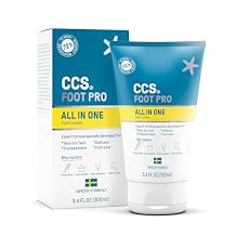 CCS Foot Pro All in One Foot Cream for Cracked Heels, Dry Skin, Calluses, and Foot Odor, Vegan Formula, No Parabens or Sulfates, Doctor Recommended, 3.4 fl oz 100ml