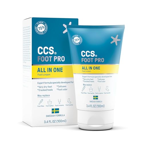 CCS All In One Foot Cream 100ml - Foot Pro Cream for Cracked Heels, Dry Skin & Calluses Feet - Foot Moisturiser - Developed for Very Dry Feet, Cracked Heels, Calluses and Foot Odour
