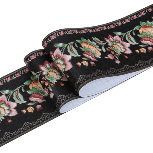 3D Self Adhesive Wallpaper Border， Peel and Stick Wall Border for Ceiling Bathroom Living Room 10cm by 5meter (Black)