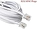ohCome Telephone Extension Cord 25 Feet Phone Cable with Standard RJ11 Plug, with 1 in-Line Couplers and 20 Cable Clip Holders - White