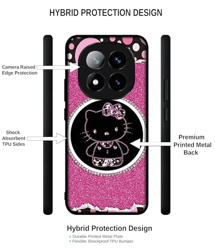 Image of Amazon Brand-Solimo Kitty with Glitter Premium 2D Printed Metal Back Case Cover for Mi Redmi Note 14 Pro Plus 5G