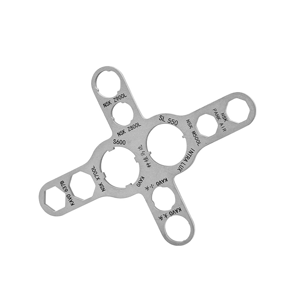 1pc Dental Turbine Handpiece Wrench, Multifunction Stainless Steel Turbine Remove Back Cover Wrench for Dental Turbine Implant Handpiece Cartridge Rotor Shaft Spindle Repair Tool (A)