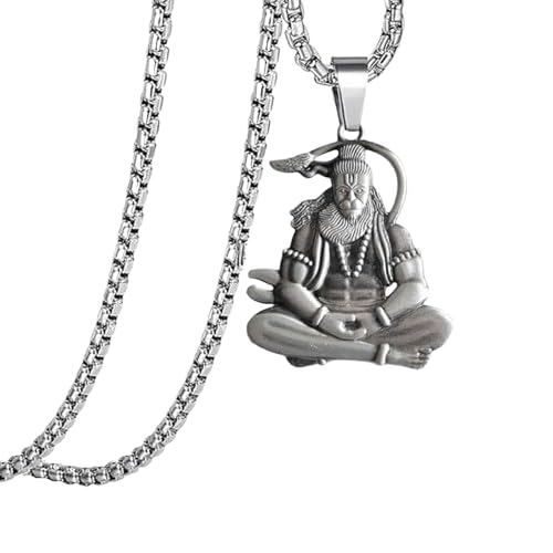 Collier Hanuman en métal noble finition brute pendentif design M