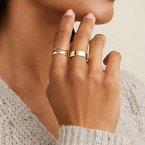 Honsny 14K Gold Filled Ring Stacking Stackable Rings For Women Eternity Wedding Band Plain Gold Flat Ring For Women Comfort Fit Size 5 To 10 #TOP3