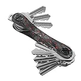 KeySmart Original Key Holder - Compact Key Organizer for Key Chain, Minimalist Clutter-Free EDC Keychains Key Ring, Red Forged Carbon, 14 Keys