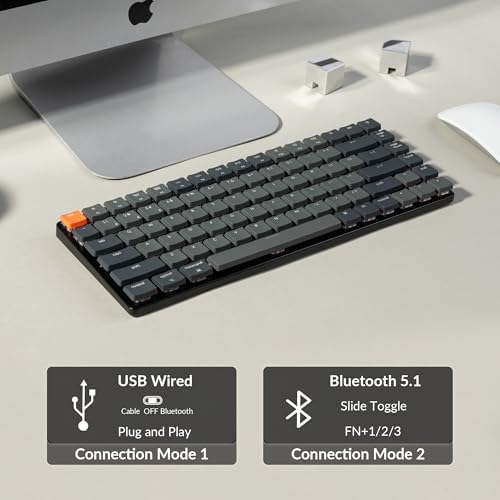 Keychron K3 Version 2, 84 Keys Ultra-Slim Wireless Bluetooth/USB Wired Mechanical Keyboard with White LED Backlit, Low-Profile Keychron Mechanical Brown Switch Compatible with Mac Windows - 2
