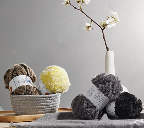 Yuyoye Super Soft Fluffy Fur Yarn For Crochet And Knitting, Faux Fur Thick & Quick Bulky Yarn (700-Ginger) #TOP4