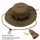 Ulubiony kapelusz wędkarski, szerokie rondo, chroniący przed słońcem, oddychający kapelusz safari typu bucket dla mężczyzn i kobiet, Khaki, rozmiar uniwersalny