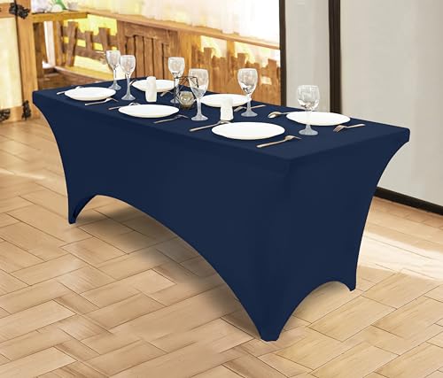 Utopia Kitchen 6ft Spandex Table Cloth Rectangle [1 Pack, Navy Blue] 200GSM Premium Stretch, Lycra, Washable and Wrinkle Resistant Table Cover Fitted for Event, Wedding, Banquet [72Lx30Wx30H Inch] by Utopia Kitchen - Image 4