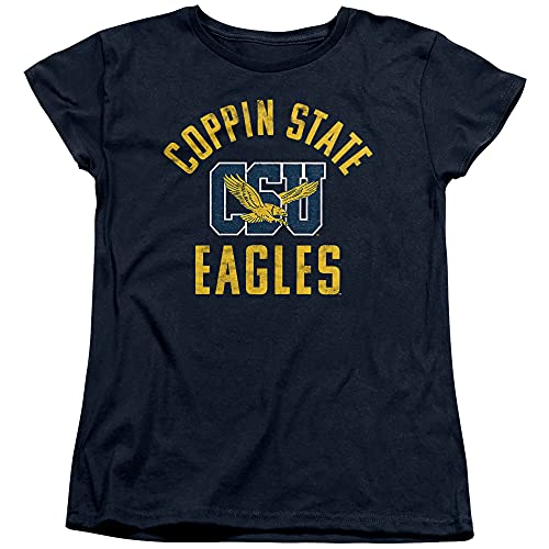 Coppin State University Official Eagles Logo Women's T Shirt, Navy, Medium