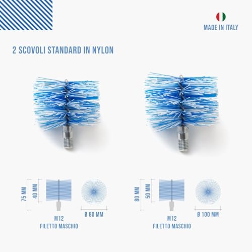 BARETTO Kit per Pulizia della Stufa a Pellet, Prolunga di 3 Metri per la Pulizia Stufa Pellet con Curvatura a 90°, 2 Scovolini Standard in Nylon 80 mm e 100mm, Scovolino multiuso e Manico - 4