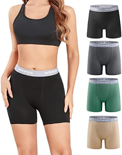 wirarpa Women's Boxer Briefs Cotton Underwear Anti Chafing Boy Shorts Panties 5.5" Inseam 4 Pack Assorted Medium