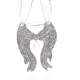 Wendell August Remembrance Angel Wing Ornament - Ornate Hand-Hammered Pewter Fluttering Wings with I
