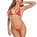 Kimfeng Women Sexy Sparkle Rhinestone Lingerie Set for Women See Through Mini Micro Bra Bikini G String Bottom Set (YTZ52/Red, One Size)