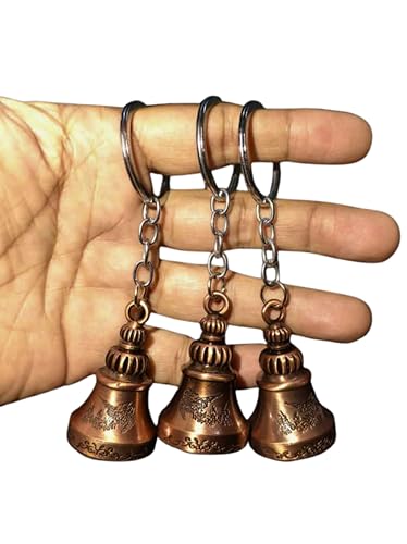 Image of OTTAVO Guardian Bell Keychain, Oxidized Copper, Tibetan Style, 5 cm Height, Good Luck Charm