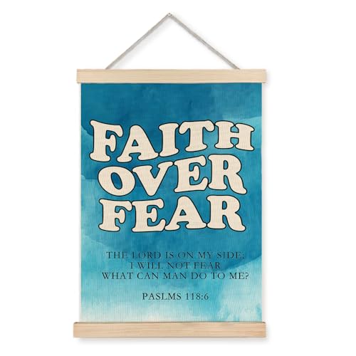 Luvadian Faith Over Fear Christian Poster Hanger Frame - Bible Verses Wall Hanging for Bedroom & Living Room Decor, 12x16 Inches