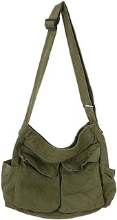 Canvas Messenger Bag Large Capacity Hobo Crossbody Bag with Multiple Pockets Travel Bags Shoulder Tote Bag for Women