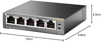 TP-Link TL-SG1005P, 5 Port Gigabit PoE Switch, 4 PoE+ Ports @65W, Desktop, Plug & Play, Sturdy Metal w/Shielded Ports, Fanless, QoS & IGMP Snooping,black