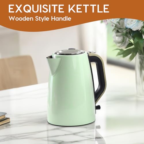 Electric Kettle for Boiling Water, 1.7L Visual Water Window Stainless Steel Electric Water Kettle, 1500W BPA-Free Hot Water Kettle Pot, Auto Shut Off & Boil-Dry Protection, Green — view 6