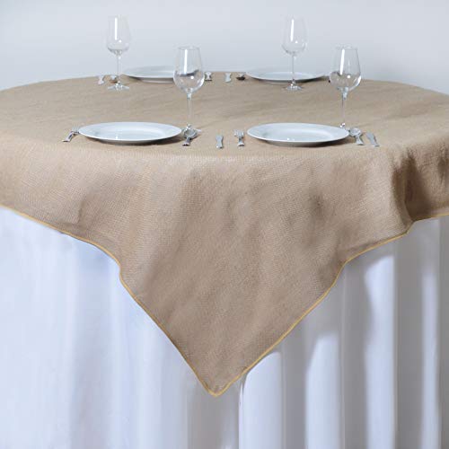 BalsaCircle 72x72-Inch Natural Brown Burlap Table Overlays - Wedding Reception Party Catering Table Linens Decorations