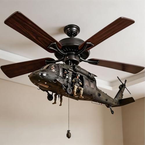 Military Helicopter Ceiling Fan Decoration, Rotating Hanging Model