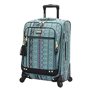 Steve Madden Designer 20 Inch Luggage Collection – Lightweight Softside Expandable Suitcase for Men & Women – Durable Carry On Bag with 4-Rolling Spinner Wheels (Legends Turquoise)